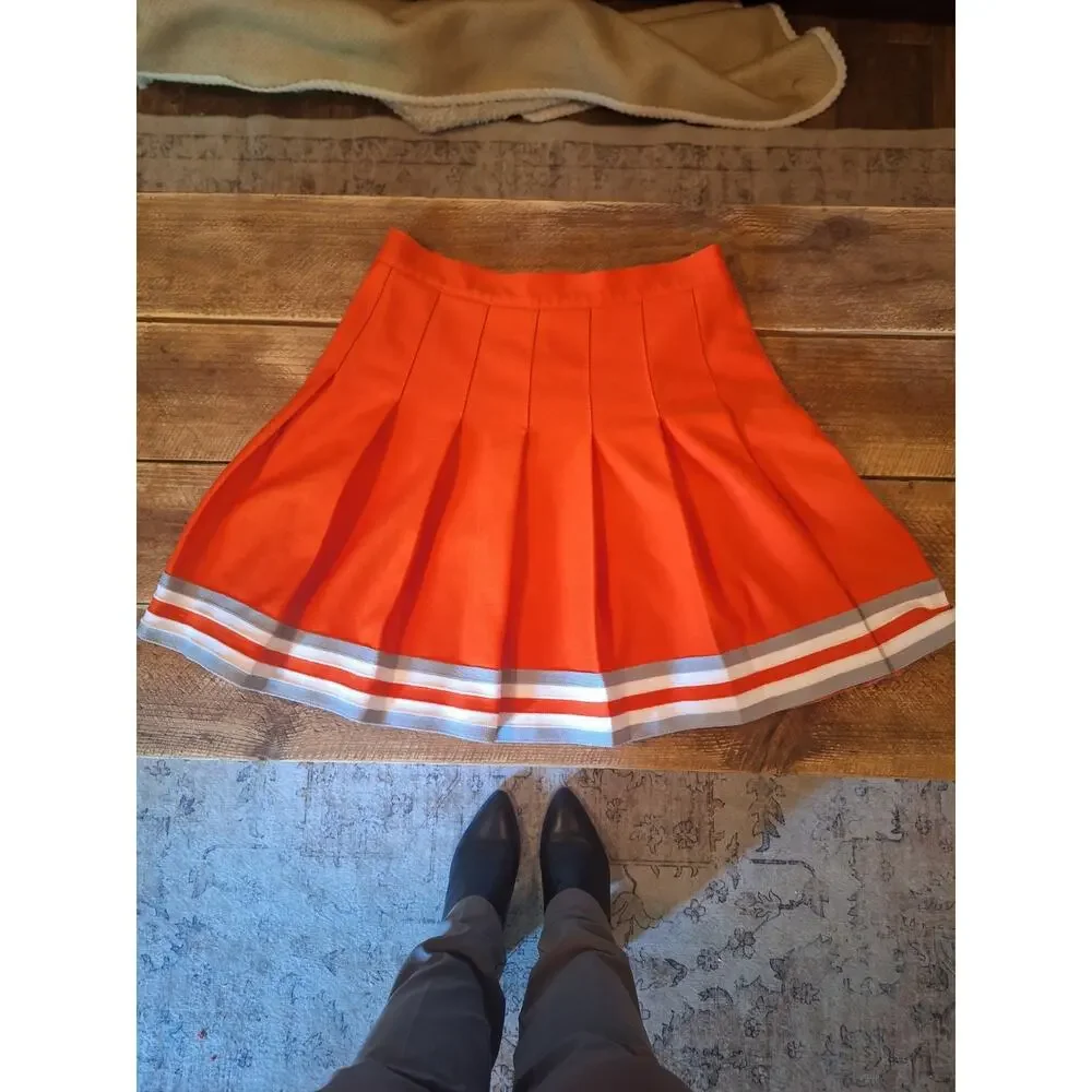 Varsity Brand Thick Orange And White And Gray Cheerleader Skirt - Picture 1 of 10